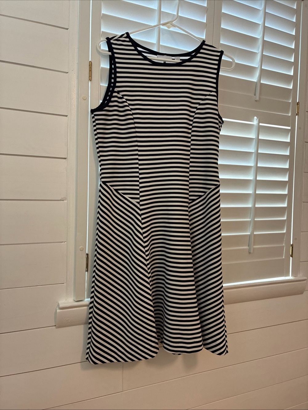 New York & Company Black and White Striped Midi Dress Size Small